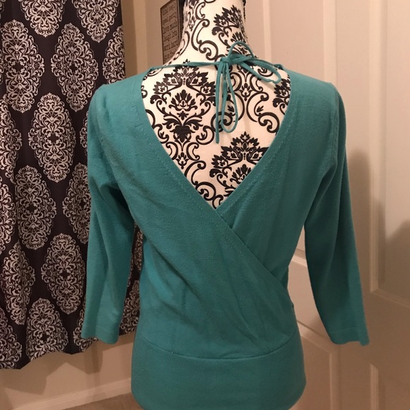 Gap wrap Vneck sweater turquoise - Picture 5 of 6